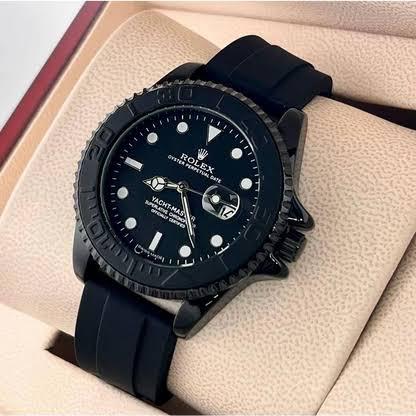 Rolex watch-Master Automatic Black Dial ,Black Rubber Strap Unisex Watch