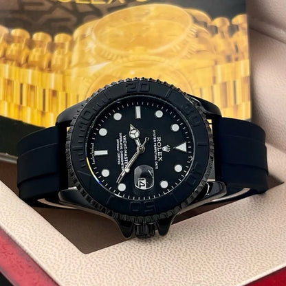 Rolex watch-Master Automatic Black Dial ,Black Rubber Strap Unisex Watch